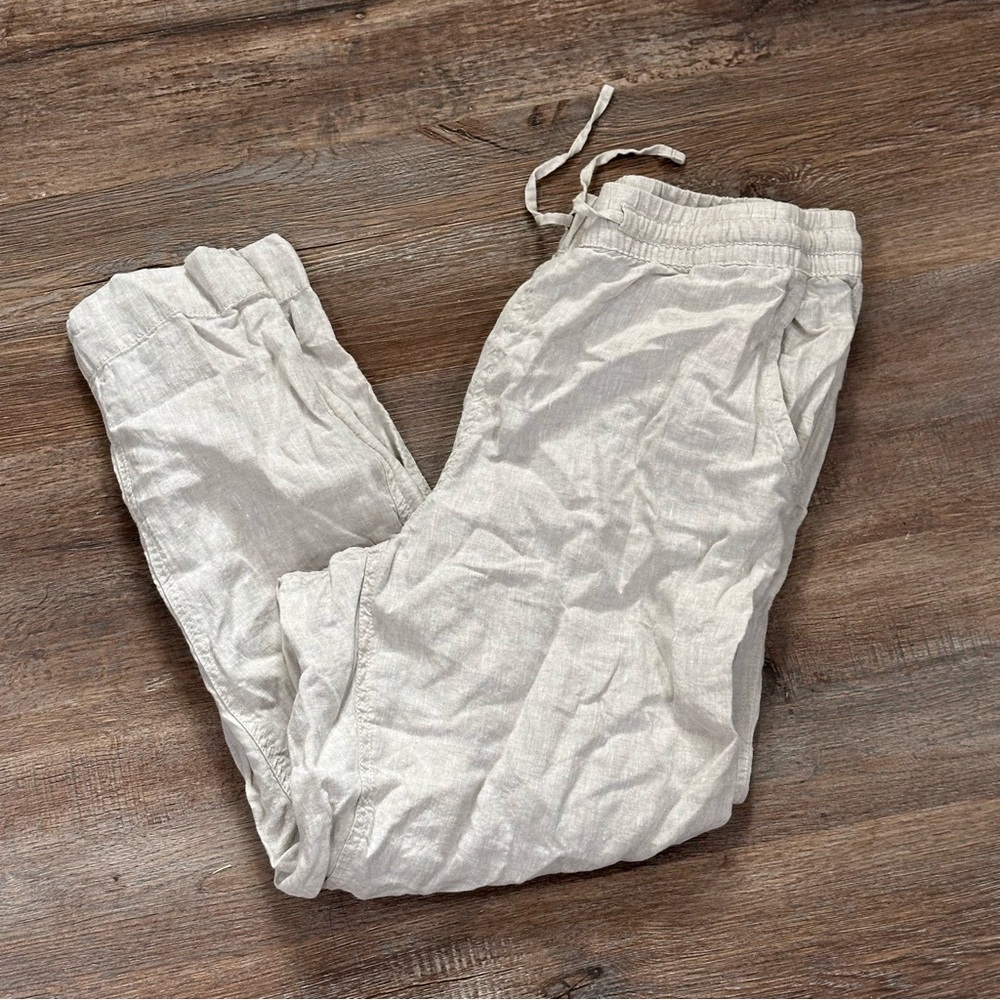 LL Bean Linen Straight Leg Pants 14 Regular